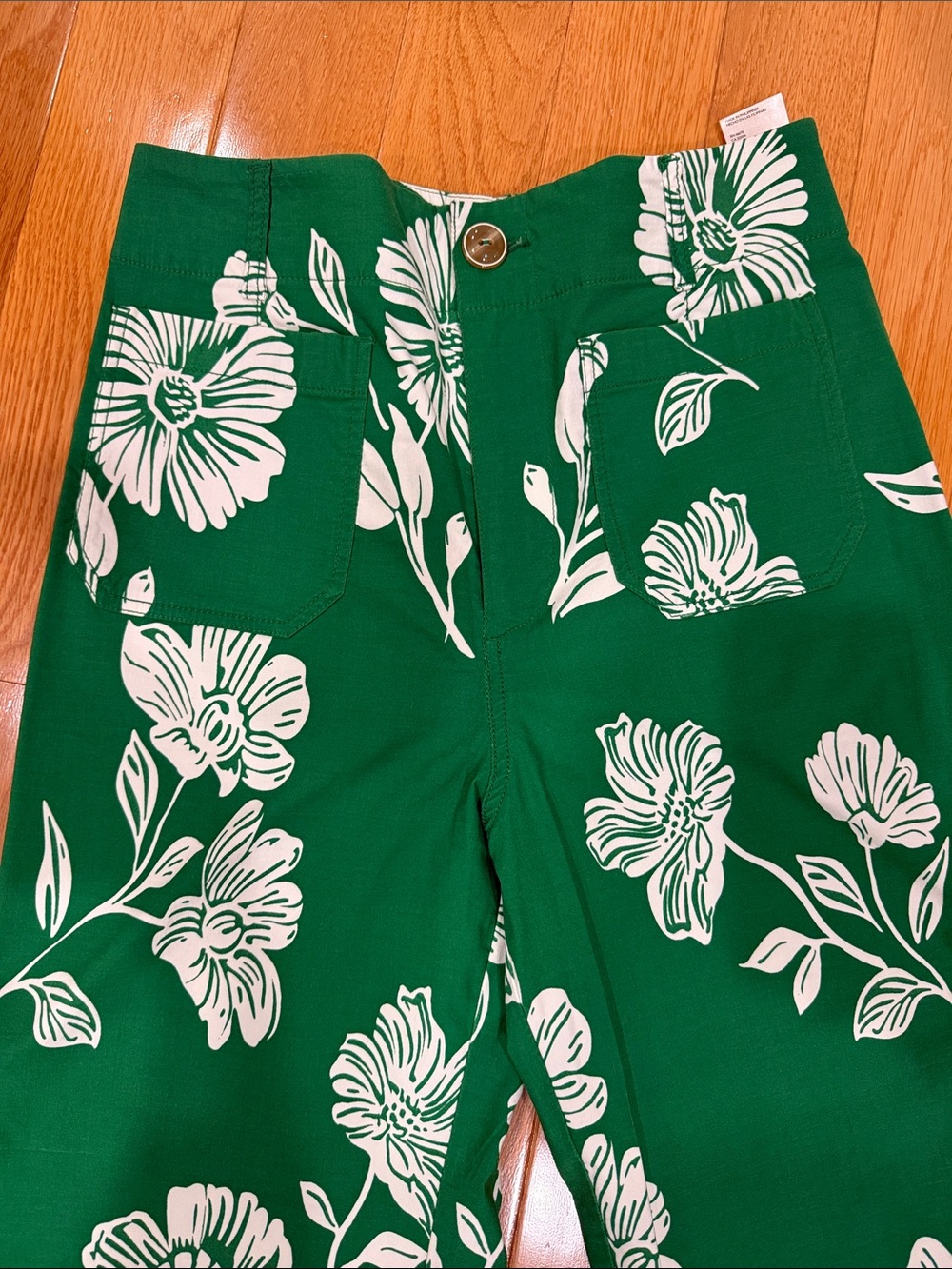 Anthropologie Green Wide-Leg Floral Pants - Picture 4 of 8